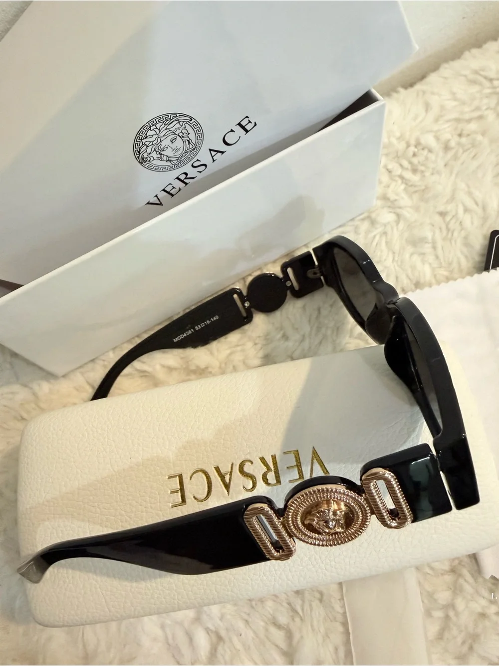 Versace Black Sunglasses with Gold Medallion Detail